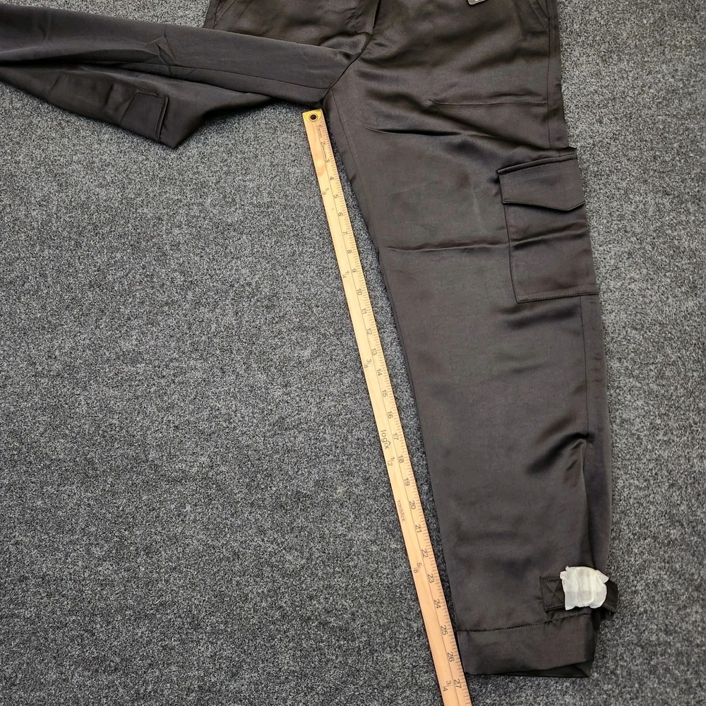Express Womens 4R Black Super High Waisted Satin Cargo Ankle Pants Corporate - Picture 6 of 11